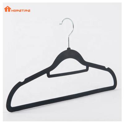 China Traditional Durable Plastic Non Slip Assembled Black Velvet Hangers Suit Hanger For Cloth for sale