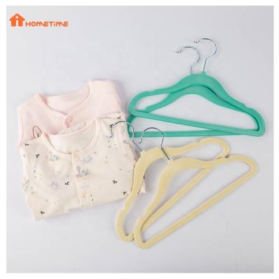 China Velvet Hangers Minimalist Plastic Thicken For Kids Non Slip Custom Steel Hook Non Slip Felt Space Saving Coat Clothes for sale