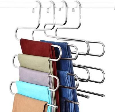 China Modern S Pant Hanger Stainless Steel Pants Hanger Space Saving Magic Hangers For Closet Storage for sale