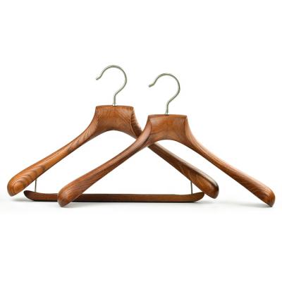 China Avalible Personalied Factory Price Unique Logo Heavy Duty Garment Coat Jacket Luxury Custom Suit Clothes Wooden Hangers for sale