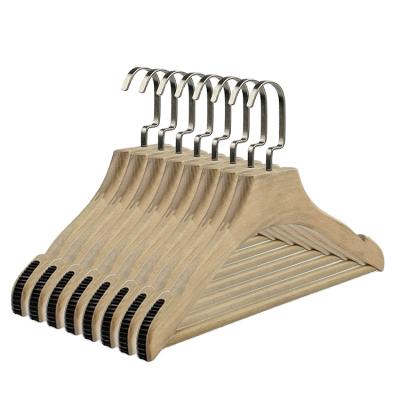 China Durable Fashionable Custom Logo Boutique Brand Wooden Hangers For Clothes Shown In Store for sale