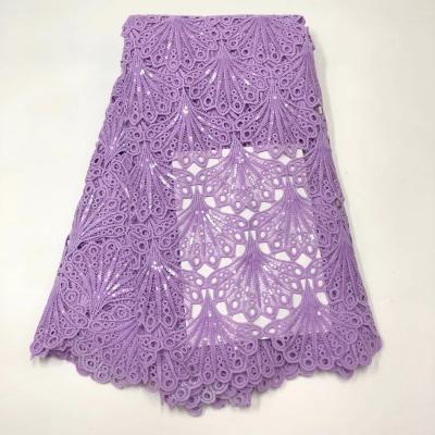 China New Arrival Water Soluble Guipure Lace Fabric With Sequins Lace Fabric African Cord Lace Fabric for sale