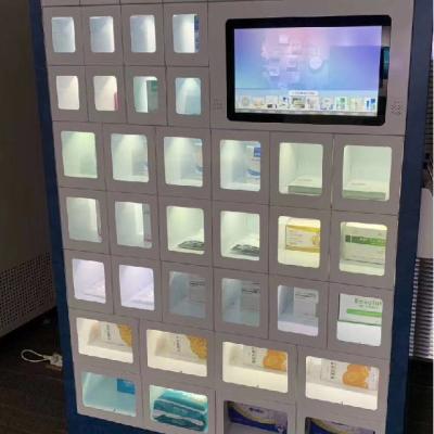 China 9Steps Android App Wrapped Logo Customized Made Design Vending Machines With Transparent Grid Locker Doors for sale