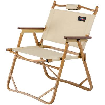 China Modern outdoor folding aluminum alloy wood grain portable ultralight chair for fishing beach picnic camping device for sale