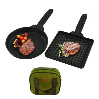 China Easy To Carry Outdoor BBQ Bakeware Cast Iron Mold For Camping Non Stick Cookware for sale