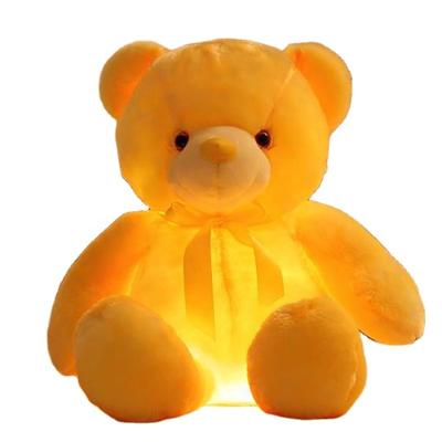 China Popular Cute Cartoon Plush Toys Stuffed Cotton Plushie Teddy Bear With Led Light Custom Soft Led Bear Toy Colorful Valentines Day Gift for sale