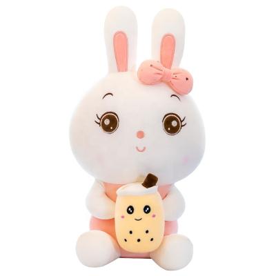 China Plush IN THE RUNNING cute soft kawaii plushie plushie Bunny Rabbit boba pillow cushion stuffed bubble boba tea bunny plush toys for sale