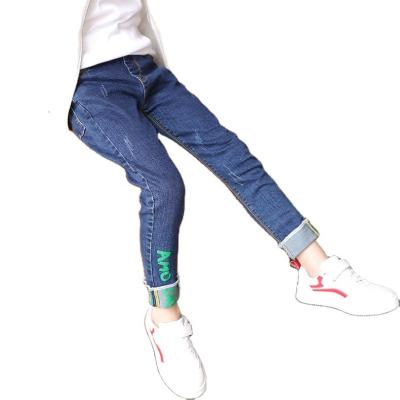 China Boys Breathable Jeans 2021 New Medium And Large Boys Letter Printed Denim Enzyme Wash Fashion Boys Straight Integral &trousers for sale