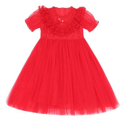 China 2021 New Design Breathable Girls Dress Retro Style Princess Dress European Series Girls Short Sleeve Summer for sale