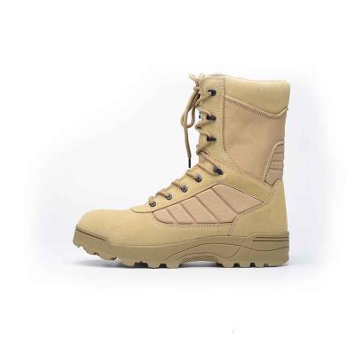 China Steel Toe Military Canvas Shoes Suede Leather Army Boots Drop Out Tall Tan Color Military Boots for sale