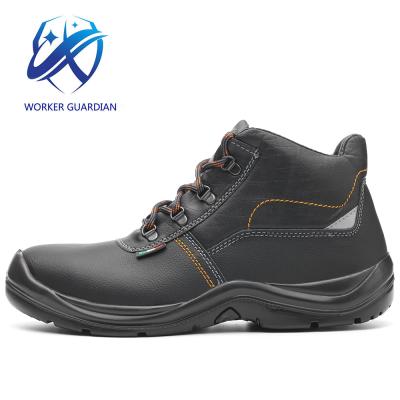 China Steel Toe OEM PU Bottom Middle Cut Embossed Leather Working Time Work Safety Stylish Shoes for sale