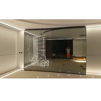 中国 Automated automatic interior 4 panels tempered glass partition frameless sliding doors for office 販売のため