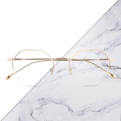 China Luxury High Qulaity Hexagon Eyeglass Frame For Women Prescription Glass Men Computer Round Glasses Brand Eyeglasses Frame Unisex NEW for sale