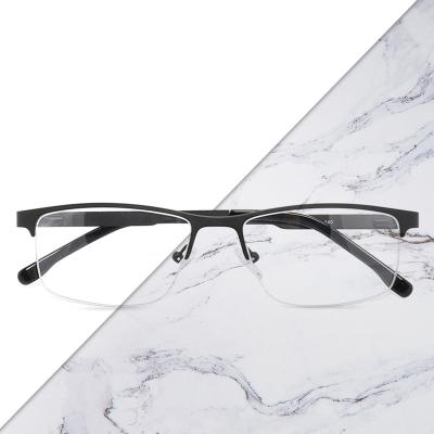 China High Quality Half Square Men's Retro Eyewear Frames Vintage Metal Prescription Glasses Women Optical Glasses Frame Glasses Frame Korean for sale