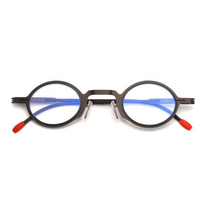 China 20 Years Experience NEW Slim Men Round Lazy Ready Reading Glasses Frame Anti Blue Light Metal Vintage Glasses Women Computer Eyewear for sale