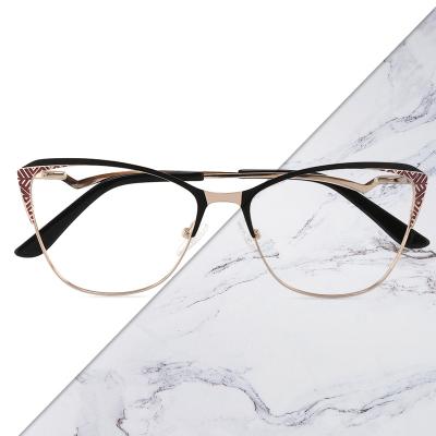 China Luxury Retro Square Optical Women Cat Eye Decorative Clear Girl Metal Eyewear Metal Spectacle Spectacle Frame for sale