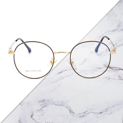 China 20 Years Experience High Quality Gold Optical Women Round Glasses Frame Metal Men Prescription Glasses Frames Computer Female Eyewear for sale