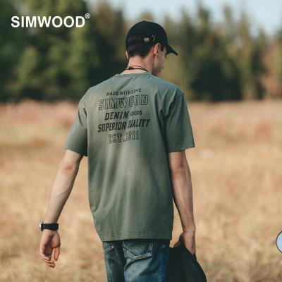 China Anti-Wrinkle SIMWOOD 2022 New Men't Summer Letter Print Tees 240g Unisex Cozy 100% Tees Wholesale Cotton Oversize Graphic Tees for sale