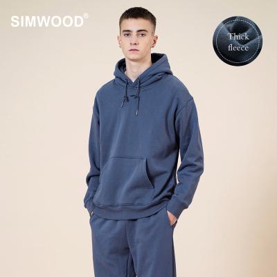 China Wholesale Warm Hooded Heavy Fleece 390g 2022 Winter Men's Solid Loose Streetwear Men's Casual Sweatshirts QUICK DRY Men's Suit for sale