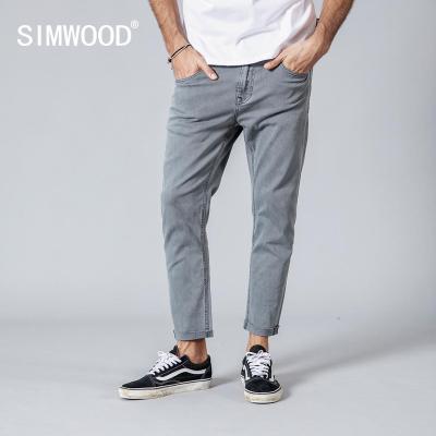 China 2020 New SIMWOOD Spring Summer Jeans Sustainable Mens Slim Fit Ankle-Length Denim Pants Mens Casual Unfinished Edge Jeans Plus Size 180077 for sale