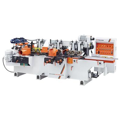 China Building Material Shops Solid Wood Woodworking PJ9616SM Automatic Four Sideplaner With Multiple Blade Ripping Saw Machine For Floor Making for sale