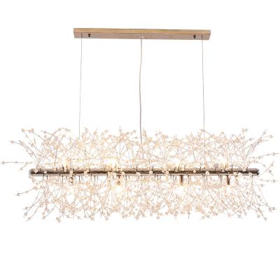 China Nordic Modern Firefly Chandelier Long Round Shape Crystal Pendant Lamp Indoor Light For Hotel Room Popular Led Ceiling Lamp Bar for sale