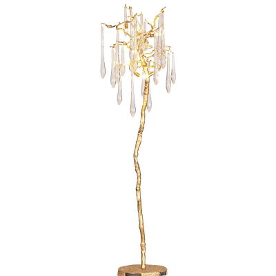 China European simple modern creative light luxury villa bedroom living room bedroom crystal floor lamp all branch copper lamp for sale