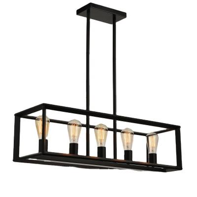 China Vintage Industrial Light Black Finish Metal Island Kitchen Pendant Light Farmhouse 5 Pendant Light For Home for sale