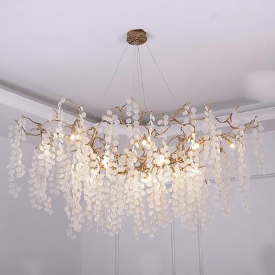 China Modern Decorative Contemporary Artist Waterdrop Villa Pendant Light Wedding Chandelier Lighting Copper Branch Crystal Premium Lamp for sale