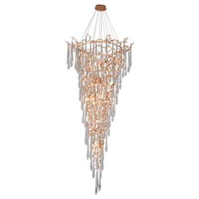 China Hotel Italian Style 15 Light Foyer Chandelier Lighting Modern Austrian Crystal Drops Flower Pendant Lamp for sale