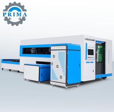 China Laser CUTTING Prima 1 kw and 2 kw cnc fiber laser cutting with fence and exchange table factory price for sale