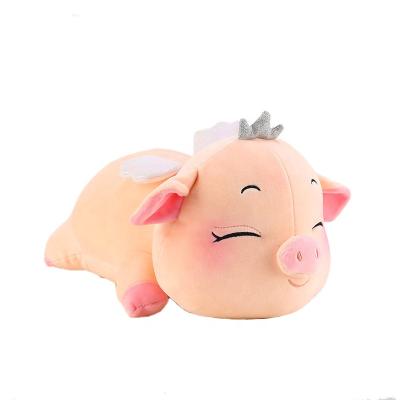 China Children Gift Factory Wholesale High Quality Cute Angel Pig Wearing Crown Plush Toys Soft Stuffed Toy for sale