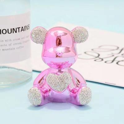 China Plating Resin Diamond Plated Resin Rabbit Decoration Cartoon Car Decoration Small Modern Simple Home Decorations Plated Gifts for sale