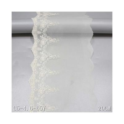 China Fashion 20cm Nylon Polyester Lace Trim Flower Embroidery Lace Fabric Viable for sale