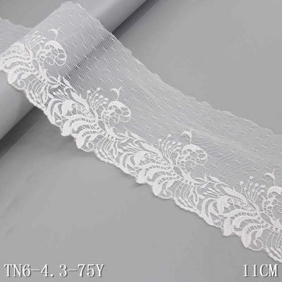 China Viable White Trim 11 Cm Wide Mesh Lace Tulle Embroidered Underwear Trim Clothing Accessories for sale