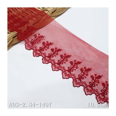 China Viable Hot Sale Embroidered 10.5 Cm Wide Women Embroidered Lace Dress Lace Fabric Tulle Lace Fabric for sale