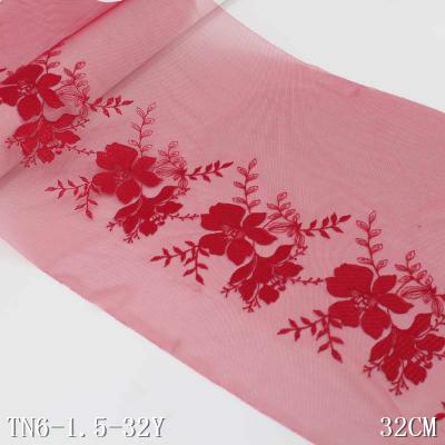 China Sustainable Wholesale Embroidered Fabric 32cm Lace Accessories 3d Wide French Lace Fabric for sale