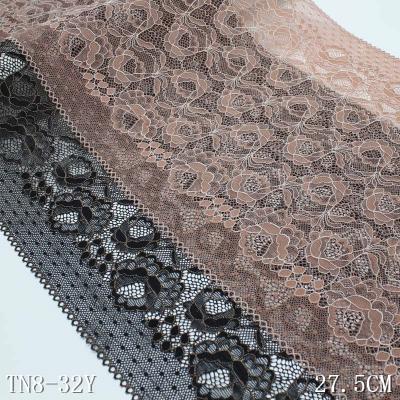 China Viable Elastic French Lace 27.5cm Straight Edge Elastic Underwear Trimming DIY Lace Craft for sale