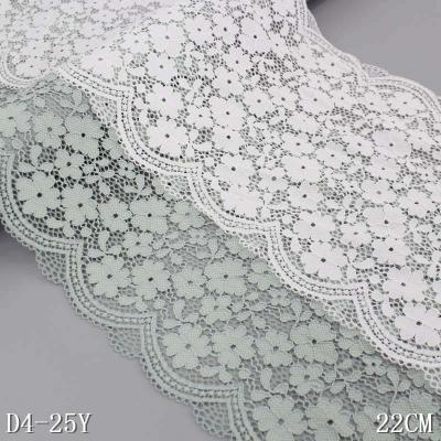 China Hot Sale African Elastic Lace Fabric 22cm Wide Elastic Lace Trim Elastic Lace Fabrics For Women for sale