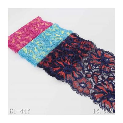 China Sustainable Wholesale Elastic Lace Trim 3d Wide Elastic Lace Fabric 16.5cm for sale