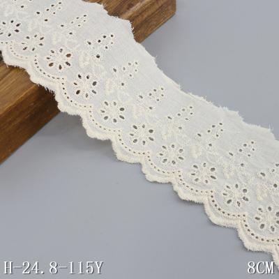 China OEM Sustainable Wide Cotton Lace 8cm Lace Trim Cotton Eyelet Lace Trim for sale