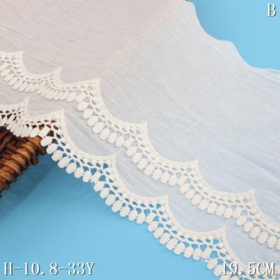 China Sustainable Cotton Lace 19.5cm 3d Lace Fabric Cotton Eyelet Lace Trim for sale