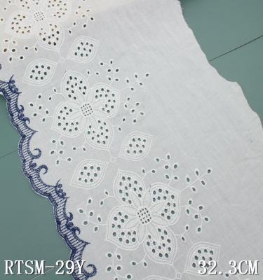 China Sustainable Cotton Eyelet Embroidery Lace Trim White Anglaise Lace Fabric for sale