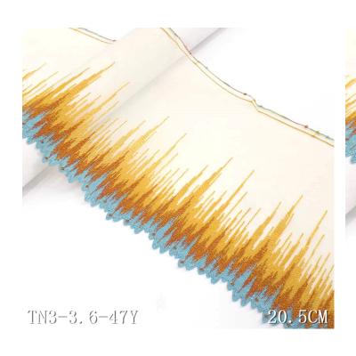 China 20.5cm Wide Workable Golden Yellow Gradient Dye Tie-Dye Nylon Apparel Edge Embroidery Lace Mesh Fabric Cotton Cotton Decorative Edge Available for sale