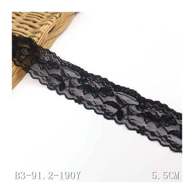 China Sustainable Narrow Elastic Wide Lace Fabric 5.5cm Elastic Lace Trim for sale