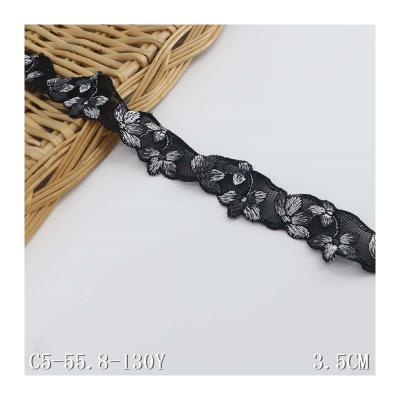 China Workable Narrow Embroidery Tulle Lace 3.5cm Lace Trim Dress Fabric Lace Fabric for sale