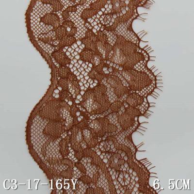 China Brown Alencon Dresses Sustainable Decor Nylon Eyelash Lace Trims for sale