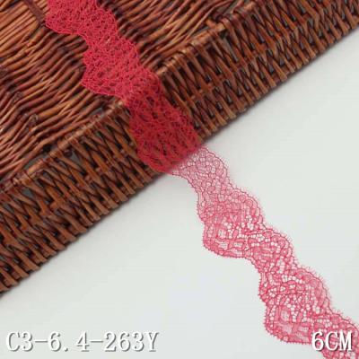 China Sustainable Red Yarn Nylon Chantilly Lace Trim for sale