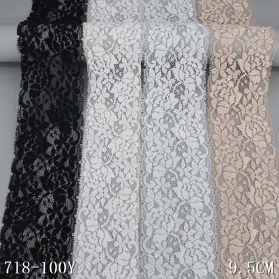 China Workable Embroidered Lace Ribbon 9.5cm Wide Black White Hot Color Rose Flower Hollow Lace Trim Dress Skirt Accessories for sale