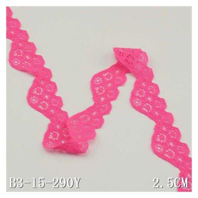 China Sustainable Hot Pink Lace Narrow Stretch 2.5cm / 1